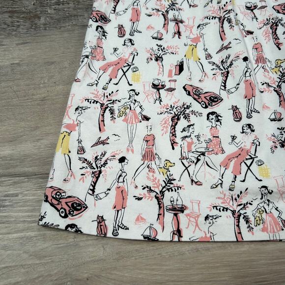 Vintage Novelty Print Skirt White Pink Retro Women Martini Cars Y2K - Picture 2 of 6
